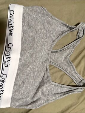 Calvin Klein Heather Gray Sports Bralette with Logo Band